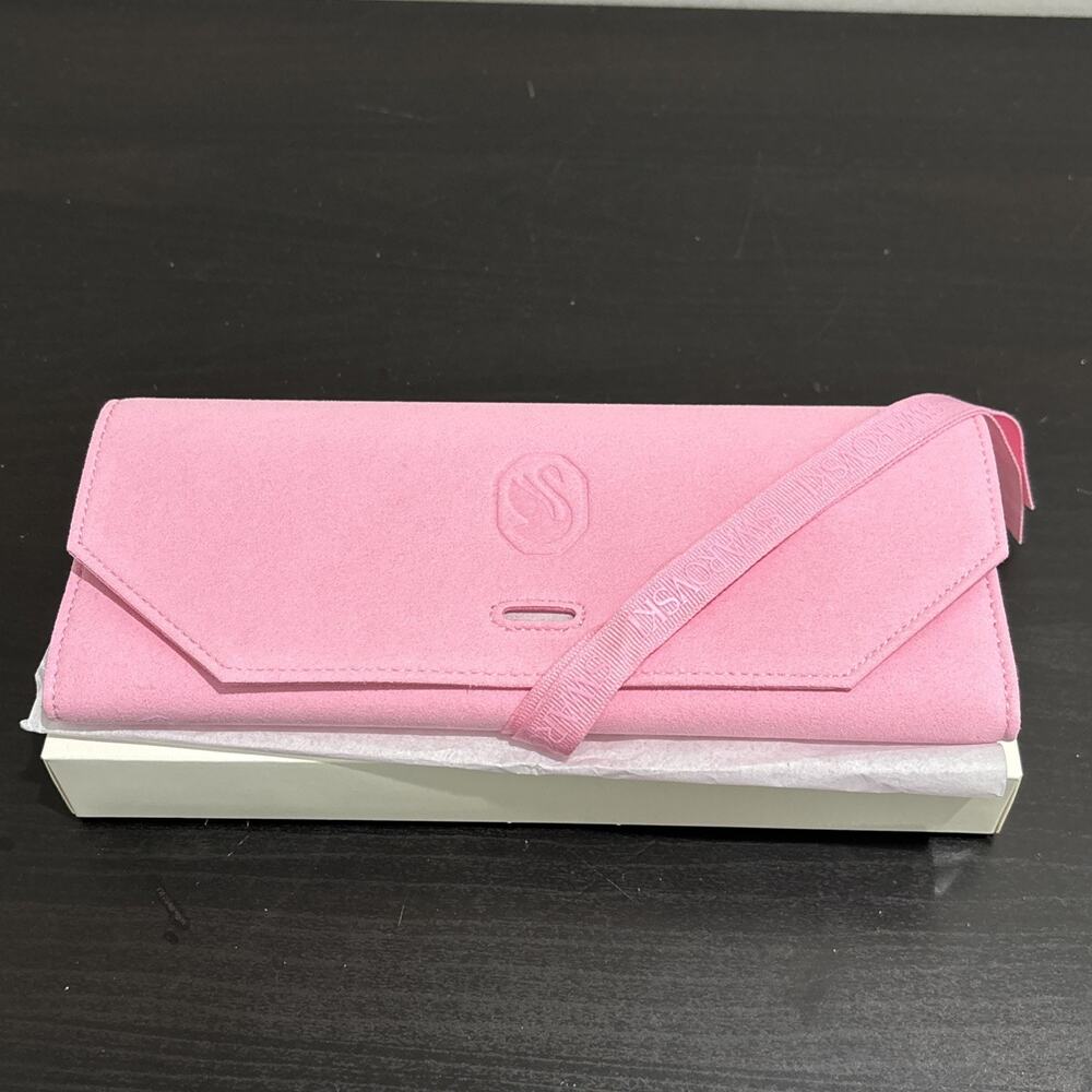 Swarovski 2023 Iconic Swan Jewelry Roll Pouch Pink Size 9x4x3 Inch #5669961 New